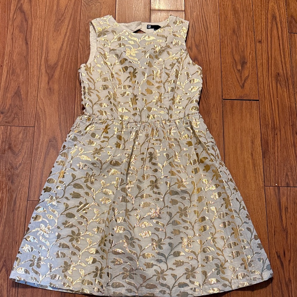 Leslie Fay Vintage Gold Floral Dress